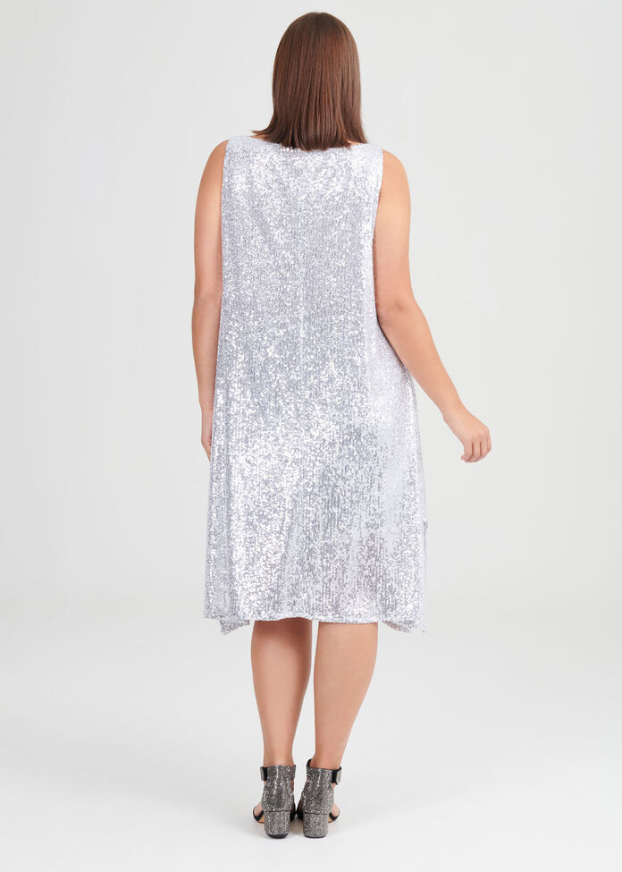 Argent Sequin Cocktail Dress, , hi-res