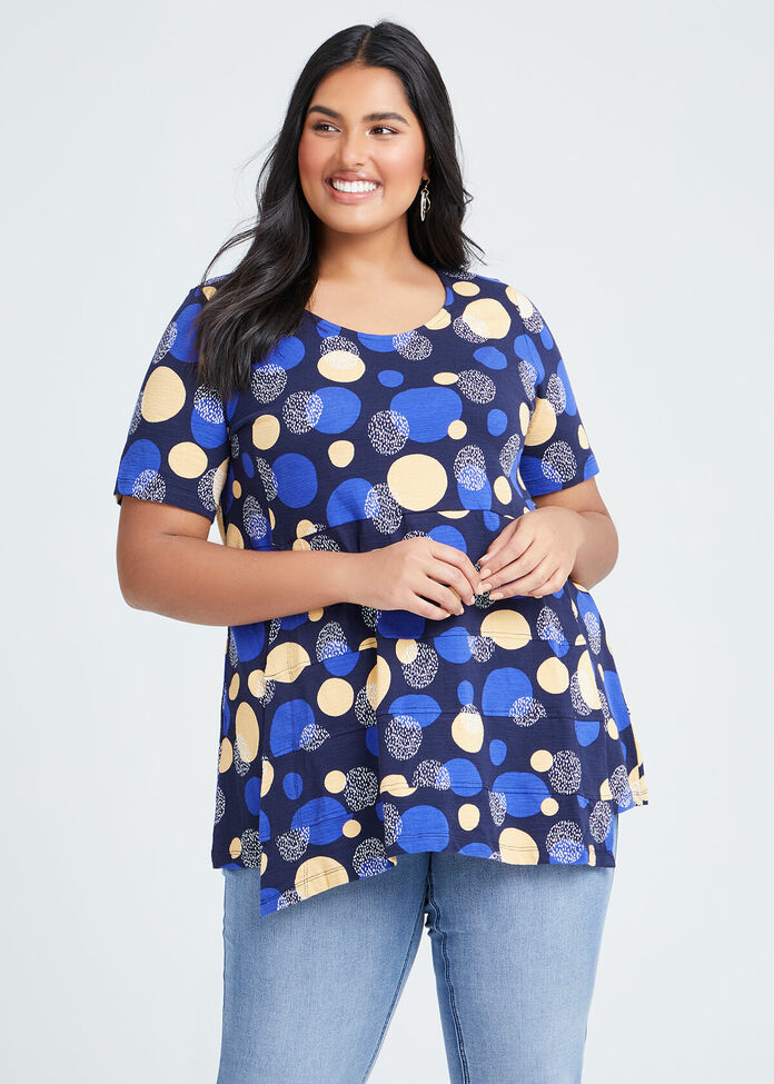 Cotton Scattered Spot Top, , hi-res