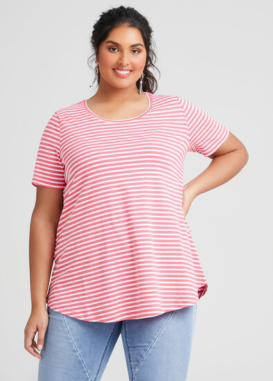 Plus Size Organic Stripe Swing Basic Tee