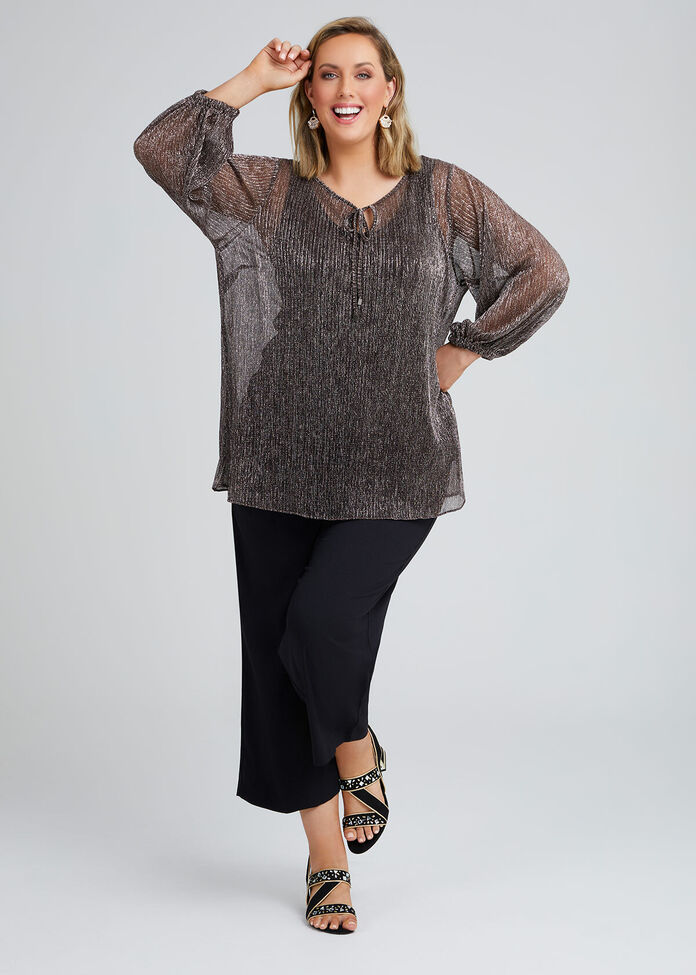 Juliet Shimmer Peasant Top, , hi-res