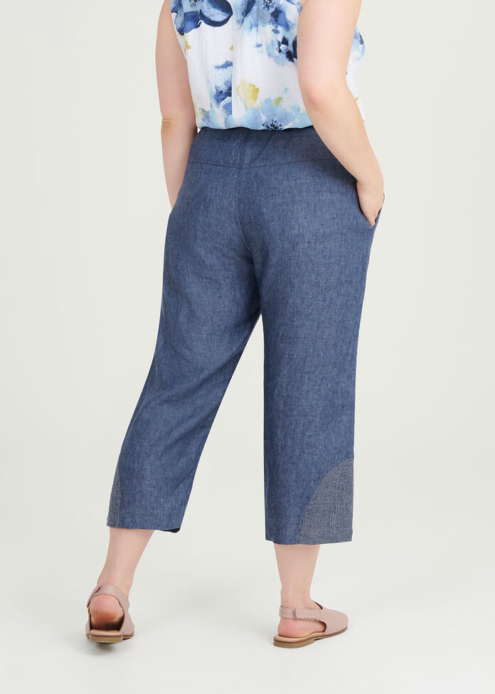 Simple Blues Linen Crop Pant, , hi-res