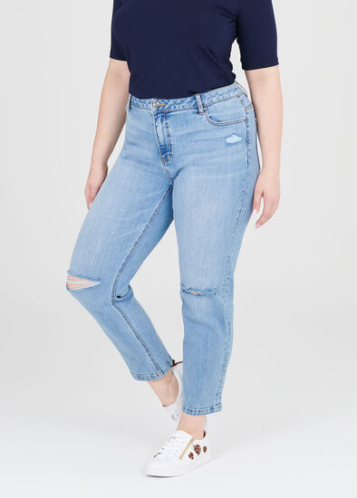 Plus Size Coolmax Ripped Mom Jeans