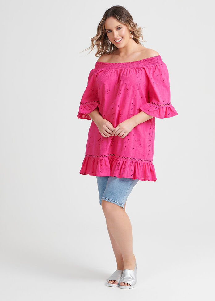 Cotton Broderie Tunic, , hi-res