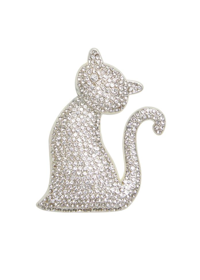 Crystal Kitten Brooch, , hi-res