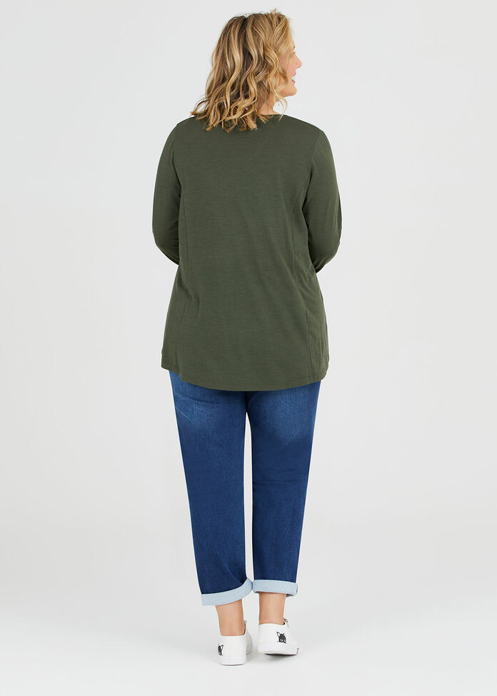 Wool Bamboo V-neck Top, , hi-res