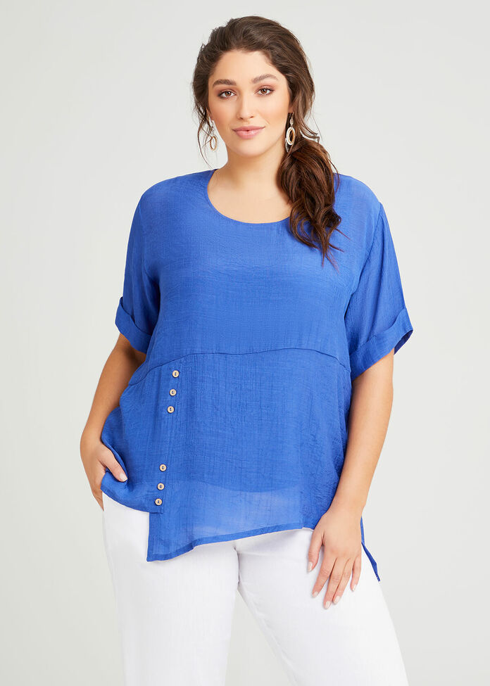 Natural Layered Button Top, , hi-res