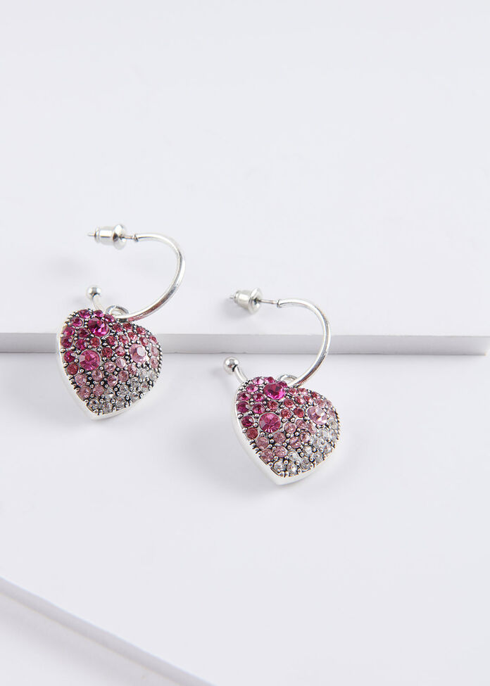 Graduated Heart Earrings, , hi-res