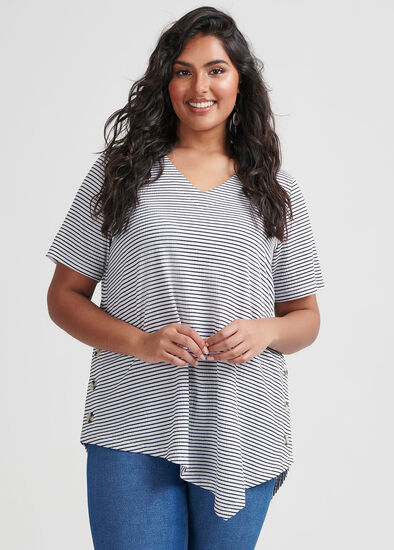 Plus Size Stripe Textured Top