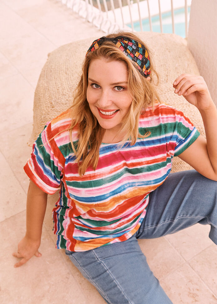 Tropical Stripe Top, , hi-res