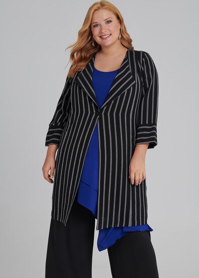 Plus Size Line Up Stripe Jacket