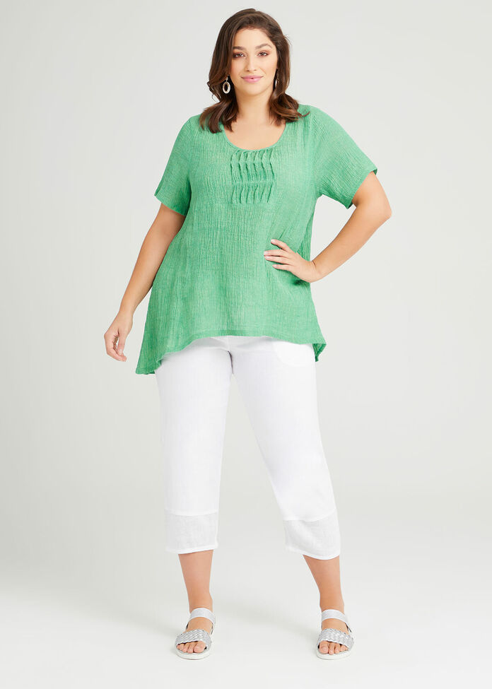 Eva Crinkle Linen Top, , hi-res