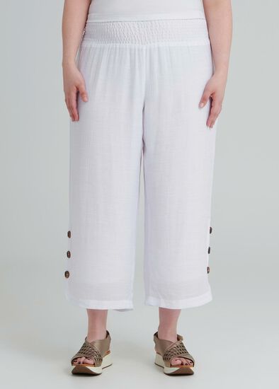 Plus Size Tall Button Crop Pant