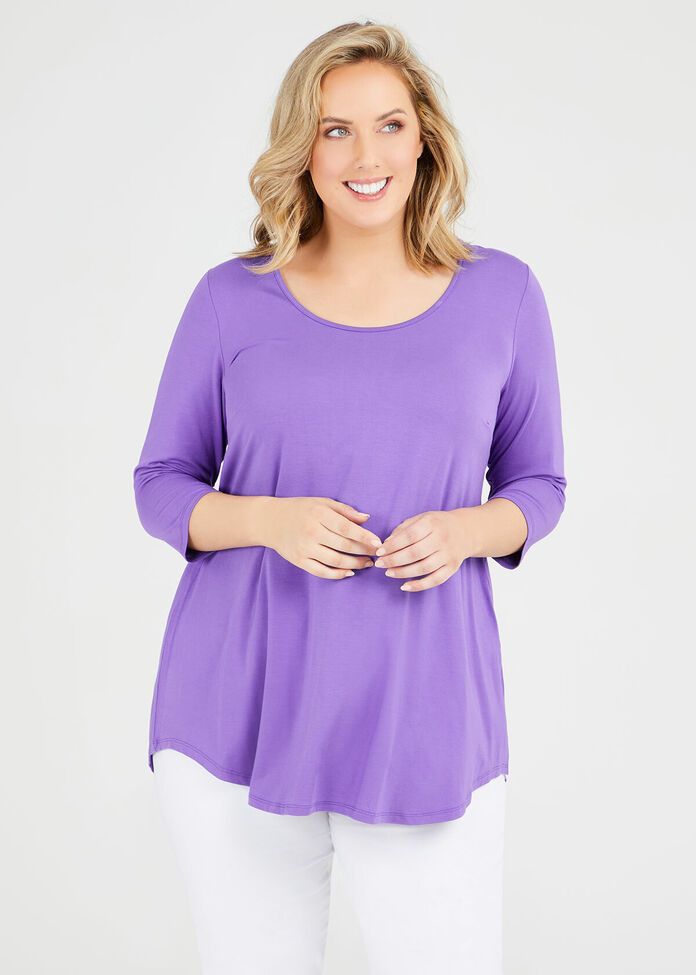 Bamboo Base 3/4 Sleeve Top, , hi-res