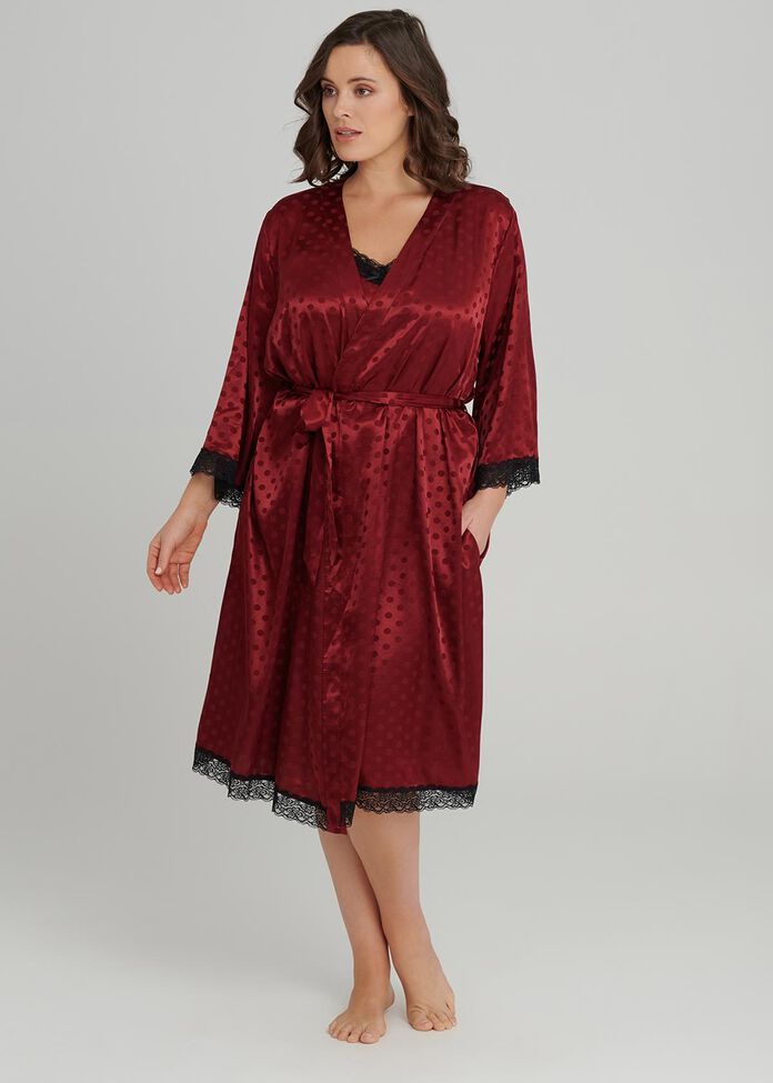 Lace Trim Robe, , hi-res