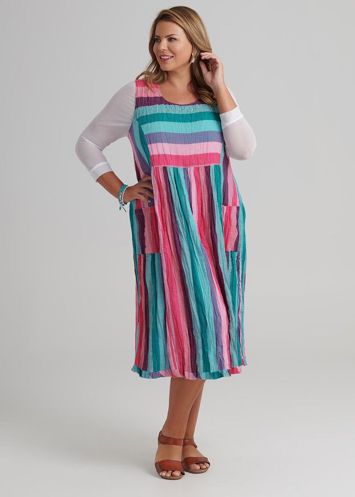 Multi Stripe Dress, , hi-res