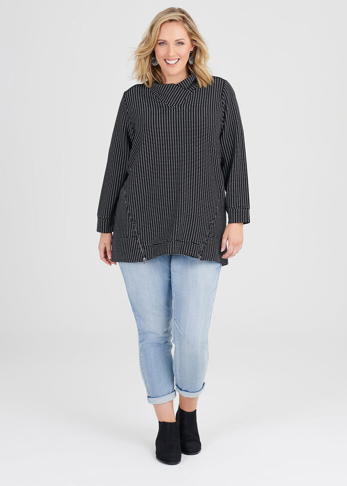 Textured Ticking Zip Top, , hi-res