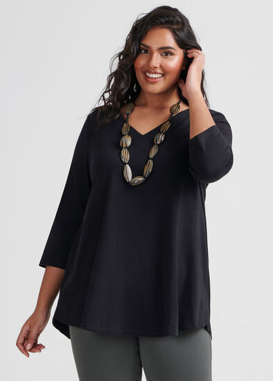 Plus Size Organic V-neck Swing Top