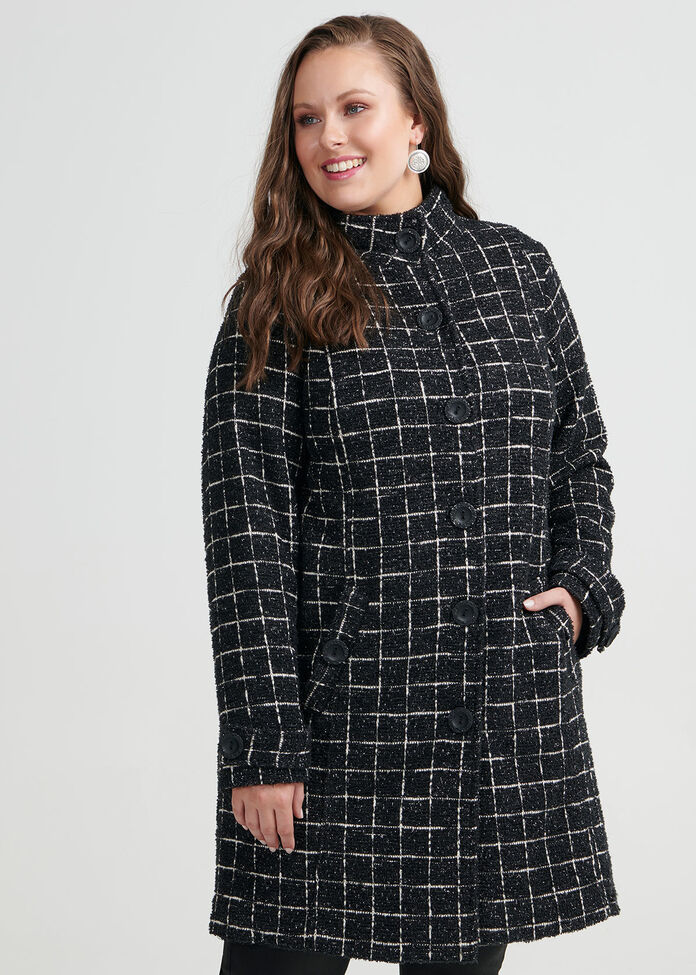 Checked Boucle Jacket, , hi-res