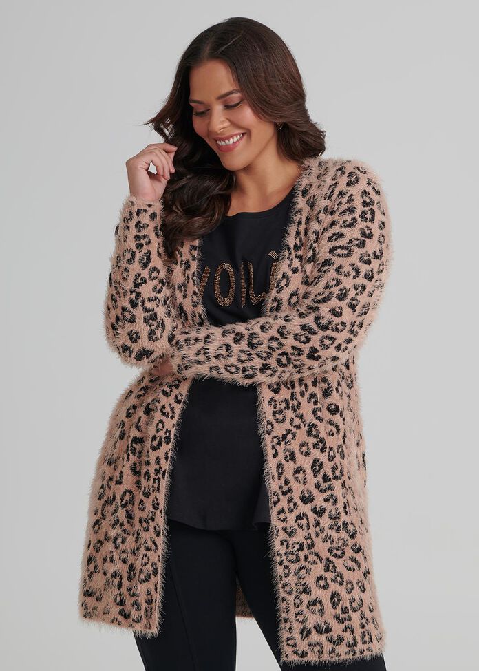 Leopard Blush Cardigan, , hi-res