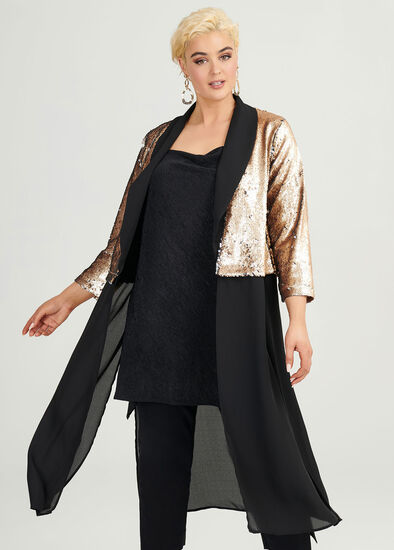 Plus Size Sequins Glitter Jacket