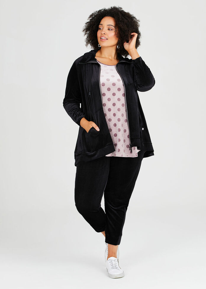 Velour Relaxed Lounge Cardigan, , hi-res