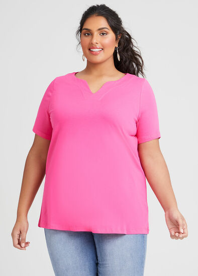 Plus Size Organic Notch V-neck T-shirt