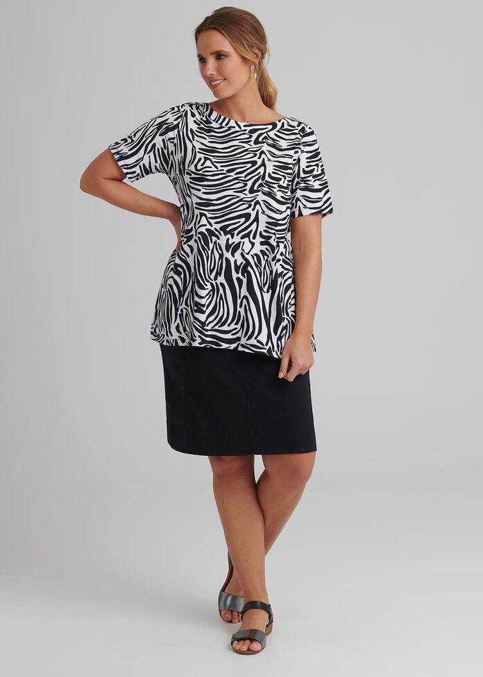 Zebra Boatneck Top, , hi-res