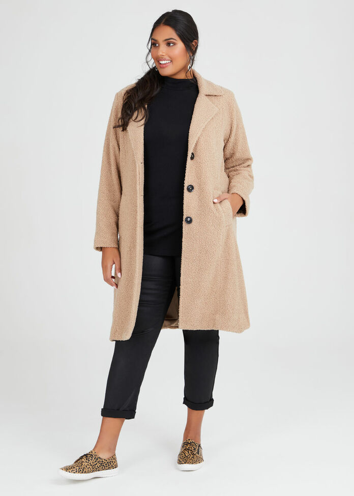 Teddy Boucle Coat, , hi-res