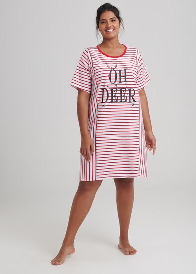 Plus Size Oh Deer Stripe Nightie