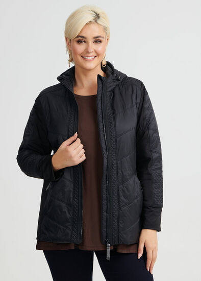 Plus Size Luxe Quilt Hooded Jacket