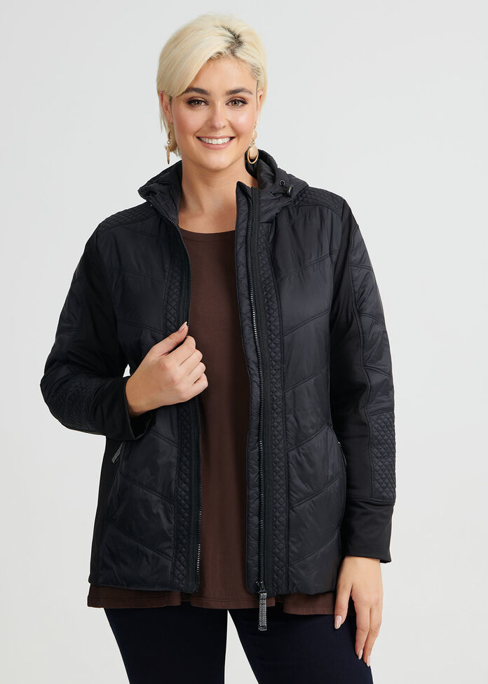 Luxe Quilt Hooded Jacket, , hi-res