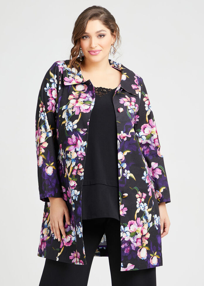 Majestic Flora Linen Coat, , hi-res