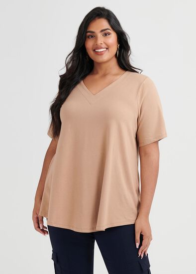 Plus Size Organic V-neck Swing Basic Tee