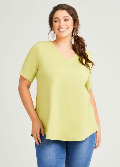 Plus Size Organic V-neck Swing Basic Tee