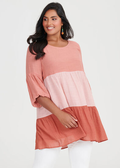 Plus Size Spliced Flowy Tunic