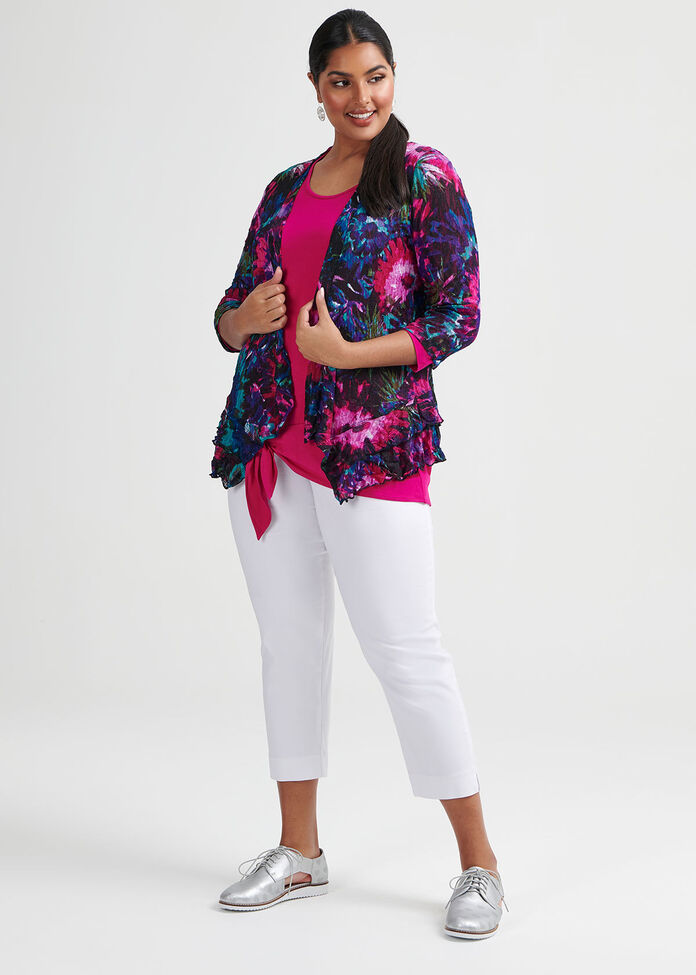 Bamboo 3/4 Sleeve Tie Top, , hi-res