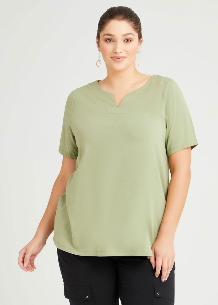 Organic Notch V-neck T-shirt, , hi-res