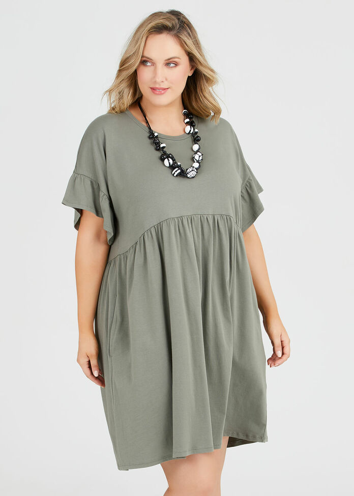 Organic Frill Sleeve Dress, , hi-res