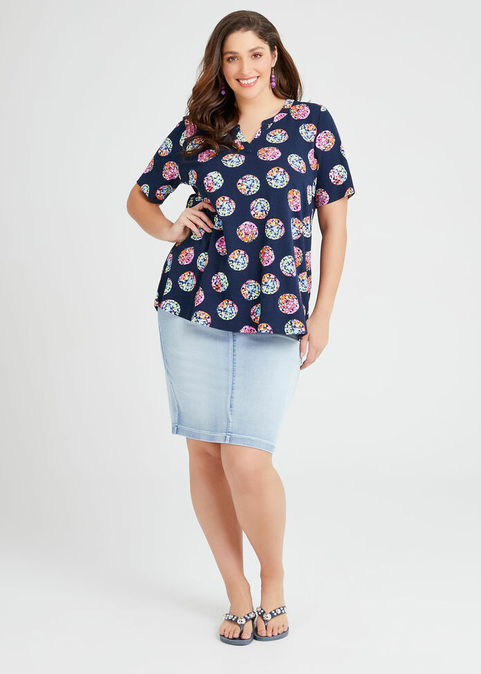 Cotton Colour Burst Spot Top, , hi-res