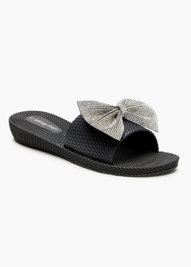 Bling Bow Slide Jelly Sandal