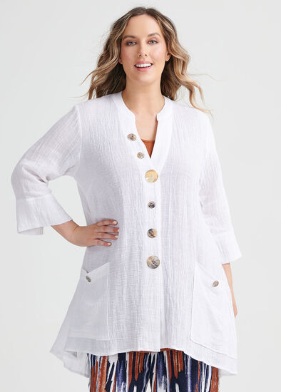 Plus Size Gauze Linen Shirt