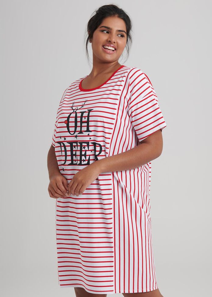 Oh Deer Stripe Nightie, , hi-res