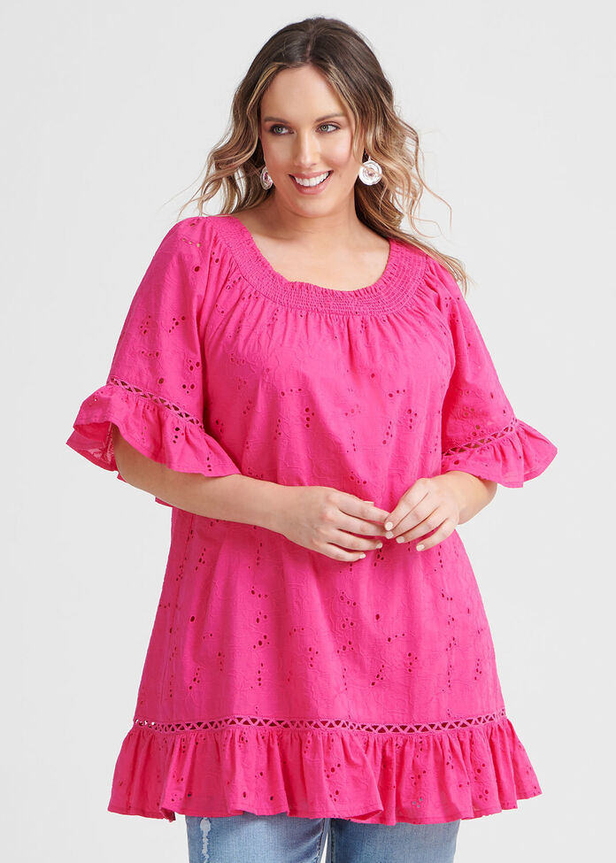 Cotton Broderie Tunic, , hi-res