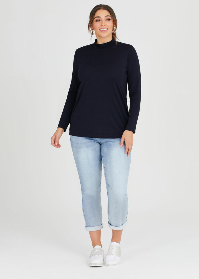 Wool Bamboo Mock Neck Top, , hi-res