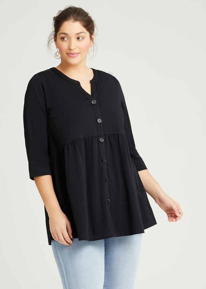 Organic Tiered Button Tunic, , hi-res