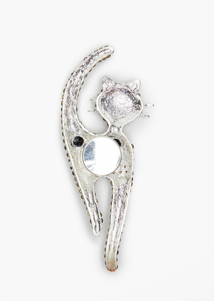 Bejewelled Cat Brooch, , hi-res