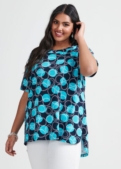 Plus Size Cotton Graphic Circles Top