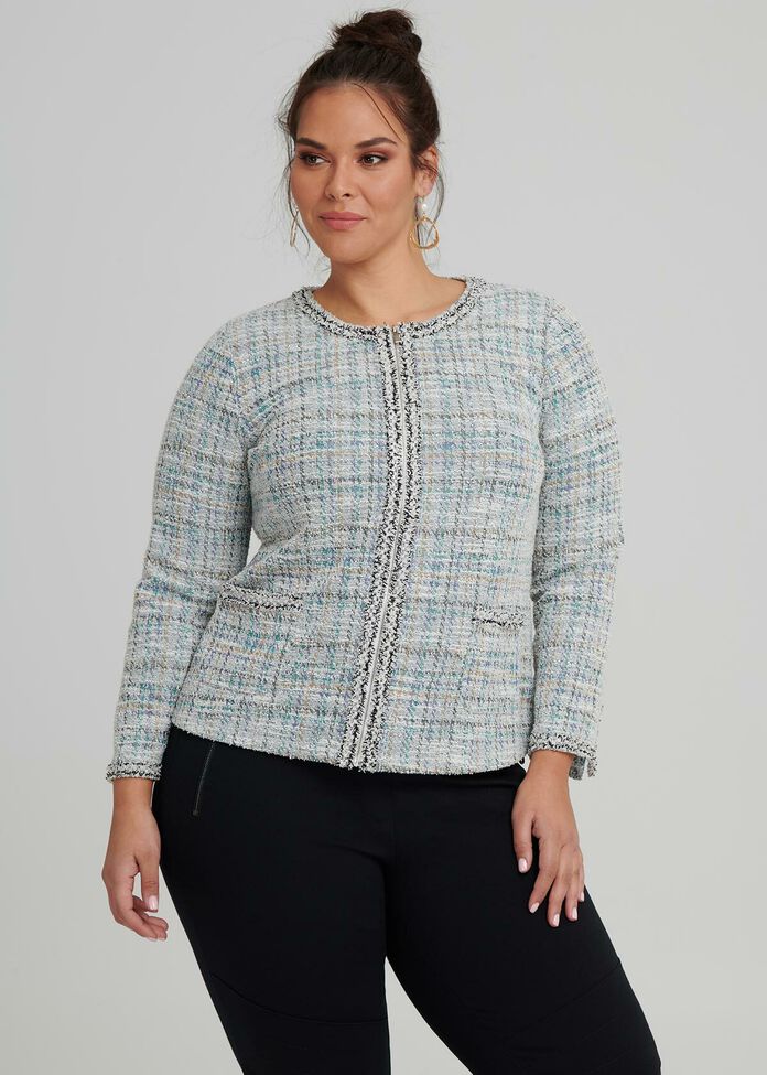 Metallic Tweed Cardi, , hi-res