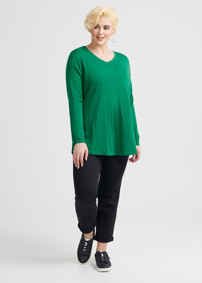 Wool Bamboo V-neck Top, , hi-res