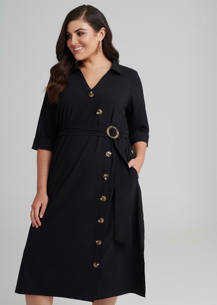 Wrap Button Dress, , hi-res